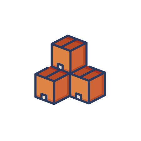 Tree cardboard boxes line icon. Cargo, parcel, export isolated outline sign. Delivery and shipping...