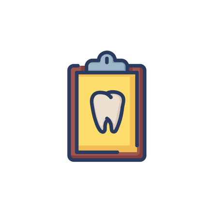 Dentist report thin line icon. Tooth on paper on notepad, medical document, insurance isolated outline sign. Dental care, dentistry concept. Vector illustration, symbol element for web design and appsのイラスト素材