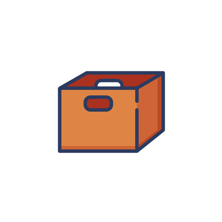 Handheld cardboard box line icon. Hole, container, carton isolated outline sign. Delivery and shipping service concept. Vector illustration, symbol element for web design and appsのイラスト素材