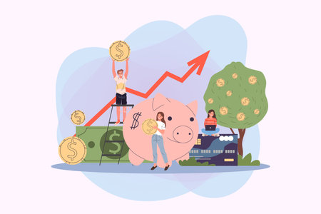Business people investing into high potential project vector illustration. People taking online...