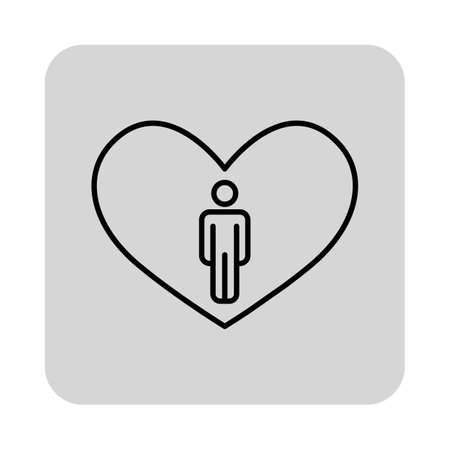Icon of person inside heart shape. Importance of personal health and wellness. Care and compassion in healthcare practices conceptのイラスト素材