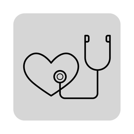 Outline drawing of stethoscope connected to heart. Healthcare and patient health monitoring conceptのイラスト素材