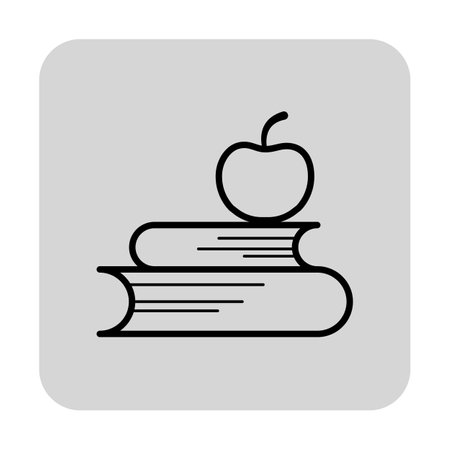Icon of two stacked books with simple apple resting on top. Education and learning conceptのイラスト素材