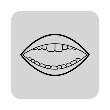 Icon of open mouth showing teeth, emphasizing health and well-being. Oral health conceptのイラスト素材