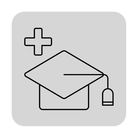 Graduation cap with medical cross symbol. Intersection of health and education, promoting health literacy conceptのイラスト素材