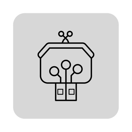USB wallet icon, representing digital currency storage solution. Functionality of safely storing cryptocurrencies conceptのイラスト素材