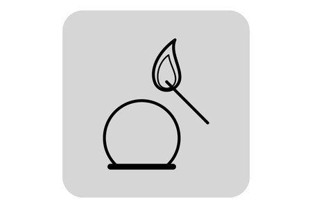Icon of spherical object with matchstick igniting flame. Concept of alternative medicine approaches and therapeutic practices for healingのイラスト素材
