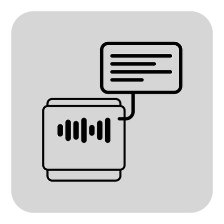 Icon of digital device with waveform graphic on one side and speech bubble on the other. Communication and information exchange in modern context conceptのイラスト素材