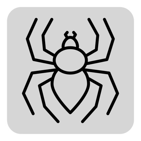 Black spider illustration on light gray background representing Halloween festivities. Ideal for party invitations or decorations during celebrationのイラスト素材