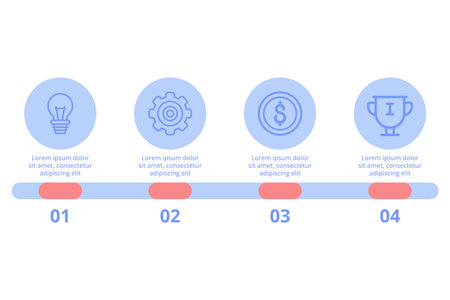 Infographic presenting four main concepts related to topic, using icons and numbered sections for clarity. It effectively highlighting important ideas in simple designのイラスト素材