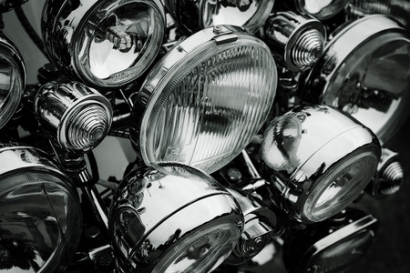 Scooter Head lights in black and whiteの写真素材