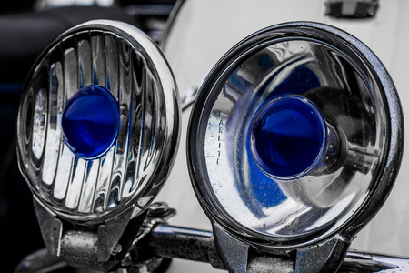 Head lights from a retro scooterの写真素材