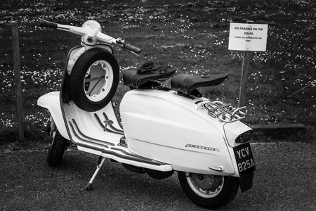 Parked scooter in black and whiteのeditorial素材