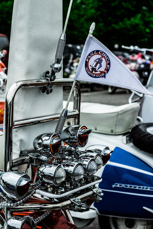 Club Flag on the rear of a retro scooterのeditorial素材