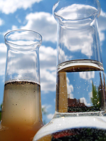 Carafe of clean and dirty water