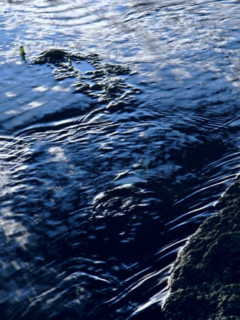Blue creek with ripples - abstract background