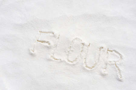 Word flour handwritten in flourの写真素材