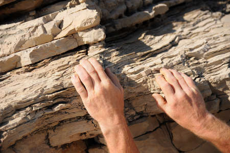 Rock climber, detail of handsの写真素材