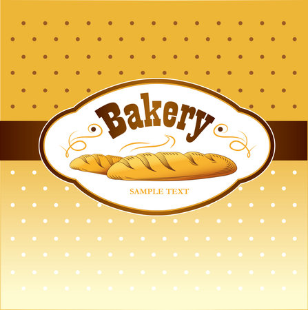 Bakery  loaf, baguette, baked goods, croissant, cupcake, bagel  labels, pack for bread wheat ear of wheatのイラスト素材