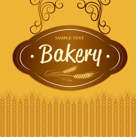 Bakery  loaf, baguette, baked goods, croissant, cupcake, bagel  labels, pack for bread wheat ear of wheatのイラスト素材
