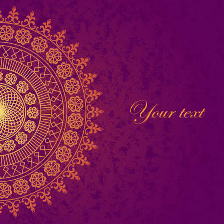 Vector decor lace on vintage purple background  Old circle laceのイラスト素材