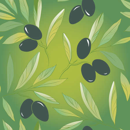 Seamless vector pattern olive branch on paper For labels, packaging のイラスト素材