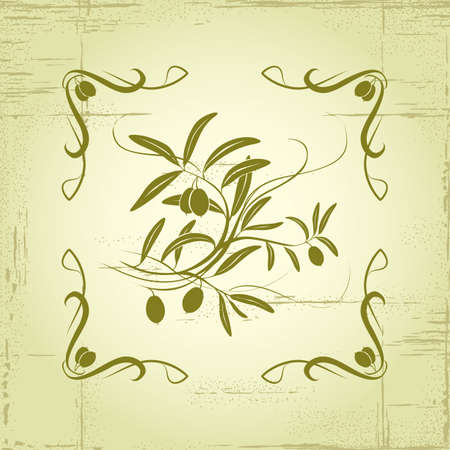 Olive background Vector decorative olive branch  For labels, pack のイラスト素材