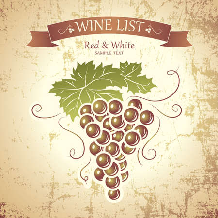 Wine label with grapes   Wine menuのイラスト素材
