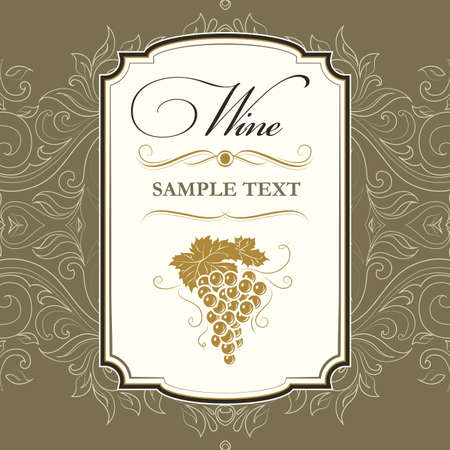 Wine label with grapes   Wine menu  のイラスト素材