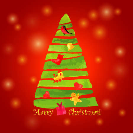 Christmas tree watercolor. winter holiday. Vectorのイラスト素材
