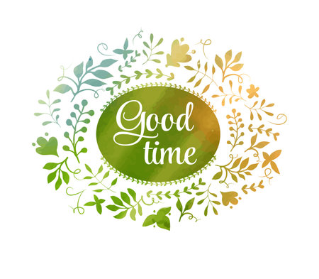 Vector floral frame with  leaves.のイラスト素材