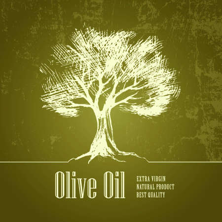 Olive tree. Olive oil. Vector . For labels, pack.のイラスト素材