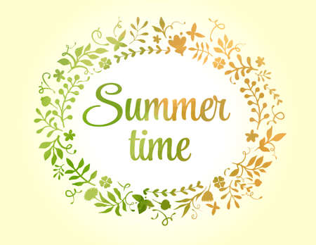 Vector floral frame summer time.のイラスト素材
