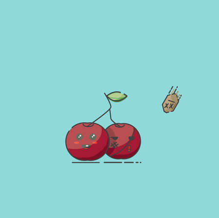 Illustration of funny cherry and dead ossicleのイラスト素材