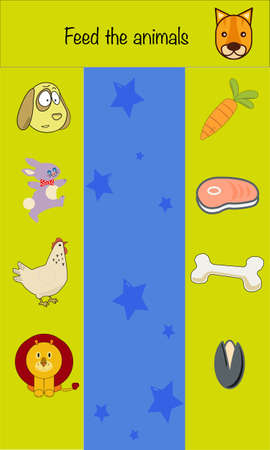 Feed the animals. Children education game, iq testのイラスト素材