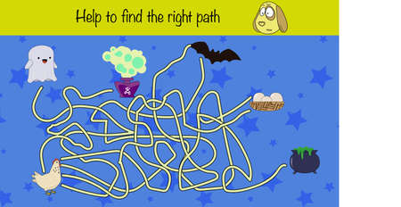 Puzzle game for children. Help to find right path out of the maze. Preschool worksheet activity for kids. Education game, iq test, page for book.のイラスト素材