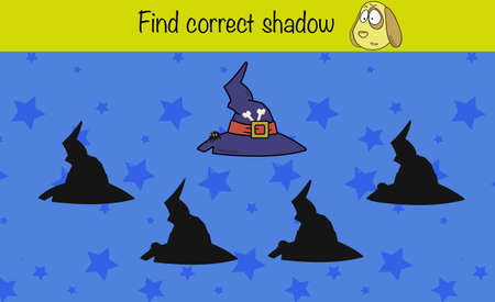 Puzzle game for children. Find correct shadow. Preschool worksheet activity for kids. Education task, iq test, brain.のイラスト素材