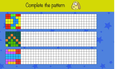 Puzzle game for children. Complete the pattern. Preschool worksheet activity for kids. Education game, iq test, brain gameのイラスト素材