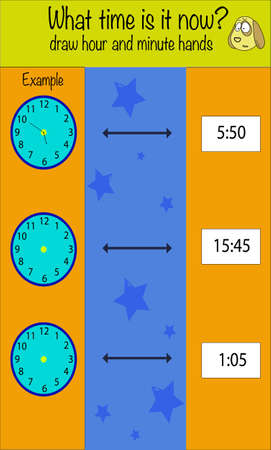 What time is it game. Children education game, iq testのイラスト素材
