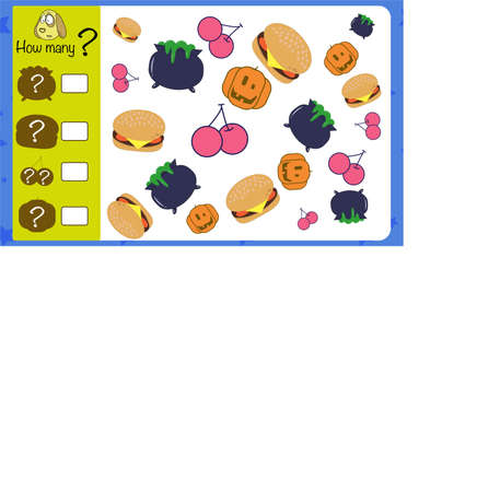 How many objects. Children education game, iq testのイラスト素材