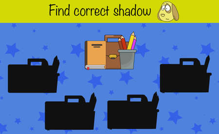 Puzzle game for children. Find correct shadow. Preschool worksheet activity for kids. Education game, iq test, brainのイラスト素材