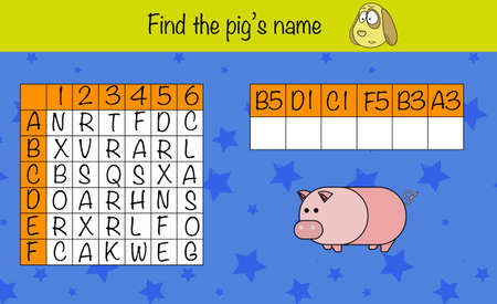 Find animals name. Children education game, iq test, brain trainingのイラスト素材