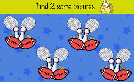 Puzzle game for children. Find 2 same pictures. Preschool worksheet activity for kids. Education game, iq test.のイラスト素材