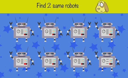 Puzzle game for children. Find 2 same pictures. Preschool worksheet activity for kids. Education game, iq test.のイラスト素材