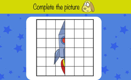 Puzzle game for children. Copy the picture. Preschool worksheet activity for kids. Education game, iq test, brainのイラスト素材