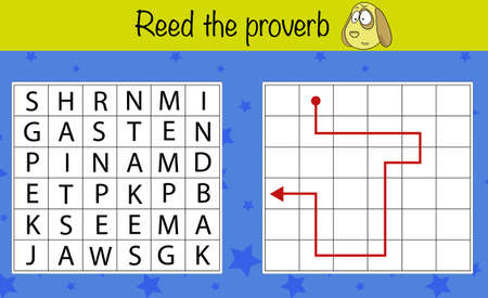 Read the proverb. Children education game, iq test, brain trainingのイラスト素材