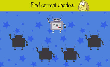 Puzzle game for children. Find correct shadow. Preschool worksheet activity for kids. Education game, iq test, brain trainingのイラスト素材