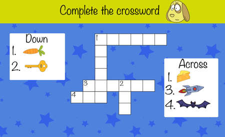 Fill the crossword. Children education game, iq test, brain trainingのイラスト素材
