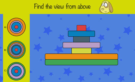 Puzzle game for children. Side view. Preschool worksheet activity for kids. Education math game, iq test, brain trainingのイラスト素材