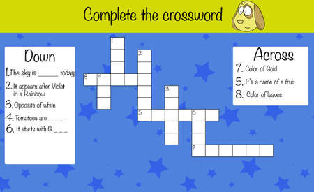 Puzzle game for children. Complete the crossword. Preschool printable worksheet activity for kids. Education game, iq test, brain trainingのイラスト素材